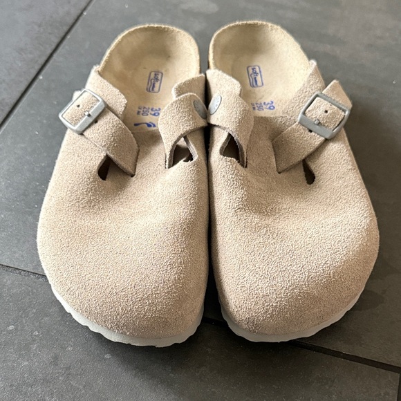 Birkenstock Beige Suede Clogs - Picture 6 of 12